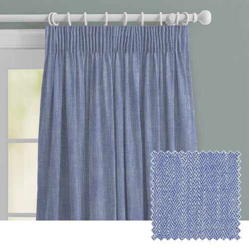 Plain Blue M2M - Jedburgh Textured Woven Made to Measure Curtains Default Voyage Maison