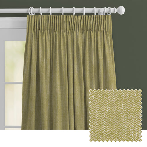 Plain Green M2M - Jedburgh Textured Woven Made to Measure Curtains Default Voyage Maison
