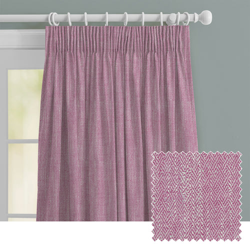 Plain Pink M2M - Jedburgh Textured Woven Made to Measure Curtains Default Voyage Maison