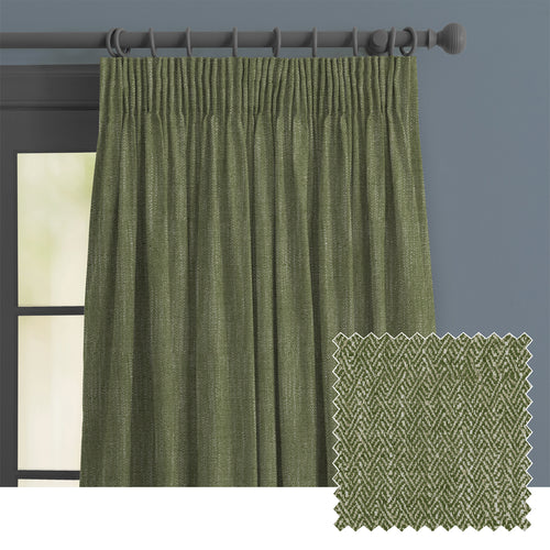 Plain Green M2M - Jedburgh Textured Woven Made to Measure Curtains Default Voyage Maison