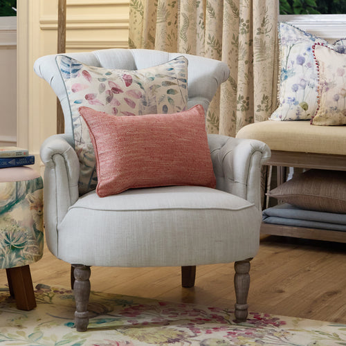 Herringbone Red Cushions - Jedburgh Textured Woven Rectangular Feather Filled Cushions Garnet Voyage Maison