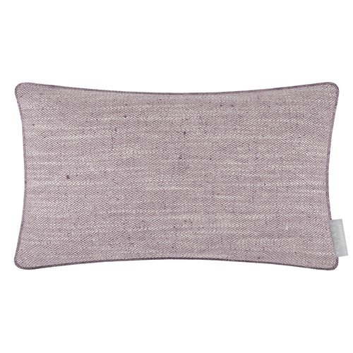 Herringbone Purple Cushions - Jedburgh Textured Woven Rectangular Feather Filled Cushions Heather Voyage Maison