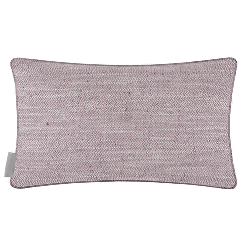 Herringbone Purple Cushions - Jedburgh Textured Woven Rectangular Feather Filled Cushions Heather Voyage Maison