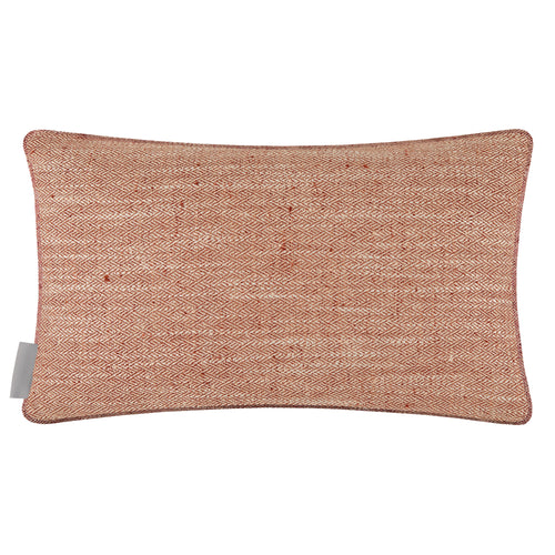 Herringbone Orange Cushions - Jedburgh Textured Woven Rectangular Feather Filled Cushions Rust Voyage Maison