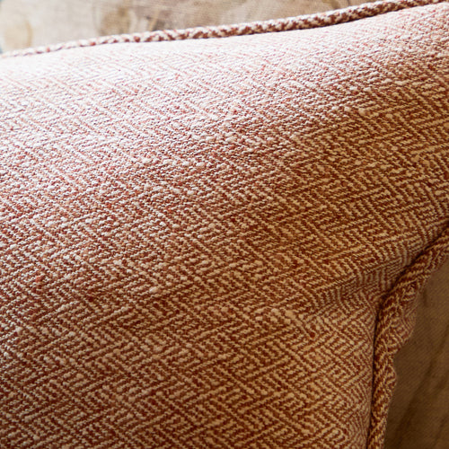 Herringbone Orange Cushions - Jedburgh Textured Woven Rectangular Feather Filled Cushions Rust Voyage Maison