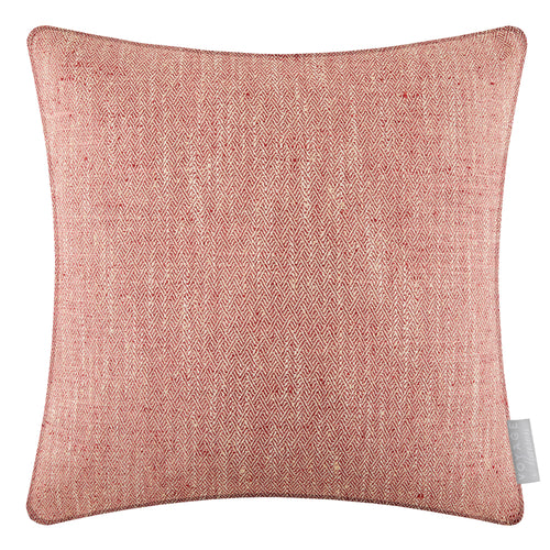 Herringbone Red Cushions - Jedburgh Textured Woven Square Feather Filled Cushions Garnet Voyage Maison