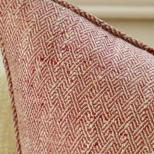 Herringbone Red Cushions - Jedburgh Textured Woven Square Feather Filled Cushions Garnet Voyage Maison