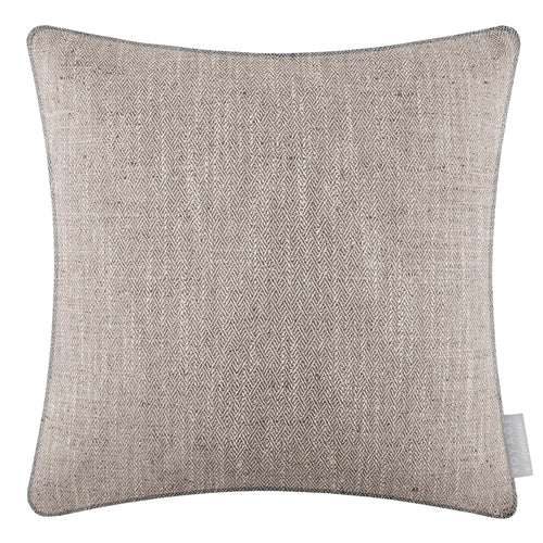 Herringbone Brown Cushions - Jedburgh Textured Woven Square Feather Filled Cushions Nut Voyage Maison