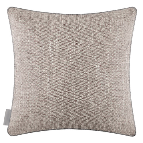 Herringbone Brown Cushions - Jedburgh Textured Woven Square Feather Filled Cushions Nut Voyage Maison