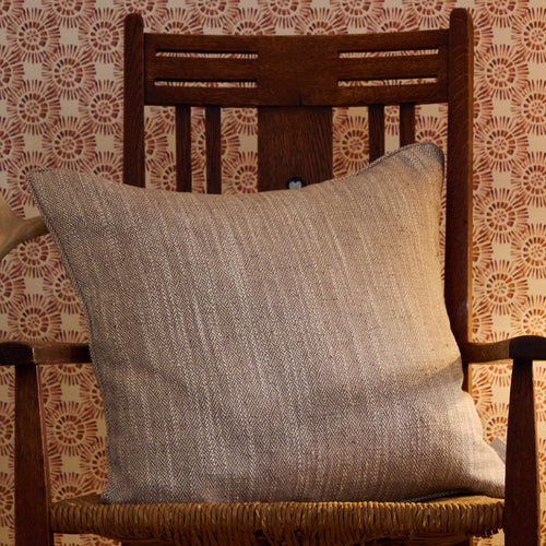 Herringbone Brown Cushions - Jedburgh Textured Woven Square Feather Filled Cushions Nut Voyage Maison