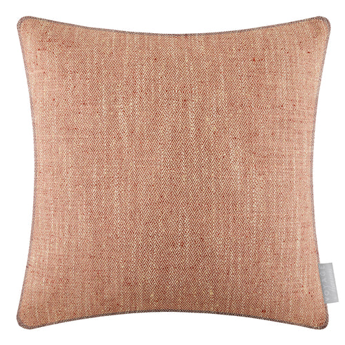 Herringbone Orange Cushions - Jedburgh Textured Woven Square Feather Filled Cushions Rust Voyage Maison