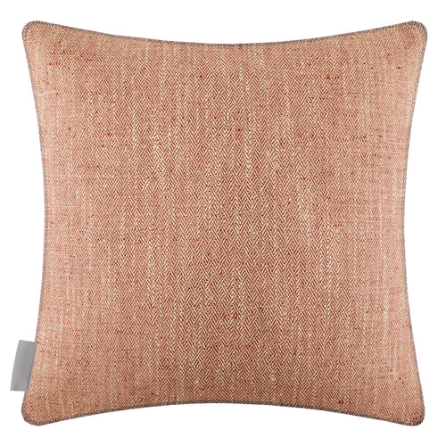 Herringbone Orange Cushions - Jedburgh Textured Woven Square Feather Filled Cushions Rust Voyage Maison