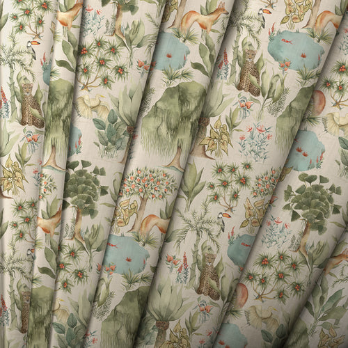 Jungle Green M2M - Jungle Serene Printed Cotton Made to Measure Curtains Green Voyage Maison