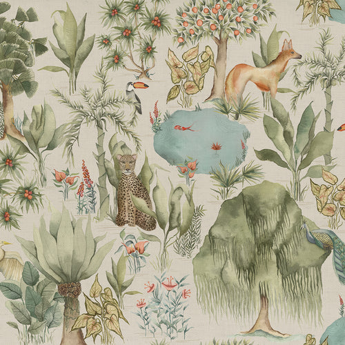 Jungle Green M2M - Jungle Serene Printed Cotton Made to Measure Curtains Green Voyage Maison