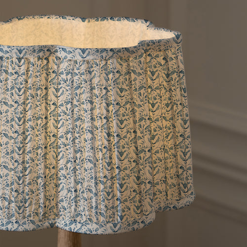 Floral Blue Lighting - Juna Pleated Scalloped Lamp Shade Denim Voyage Maison