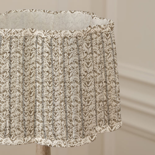 Floral Beige Lighting - Juna Pleated Scalloped Lamp Shade Stone Voyage Maison