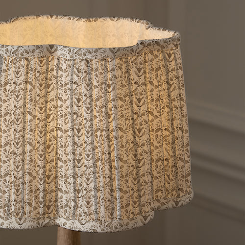 Floral Beige Lighting - Juna Pleated Scalloped Lamp Shade Stone Voyage Maison