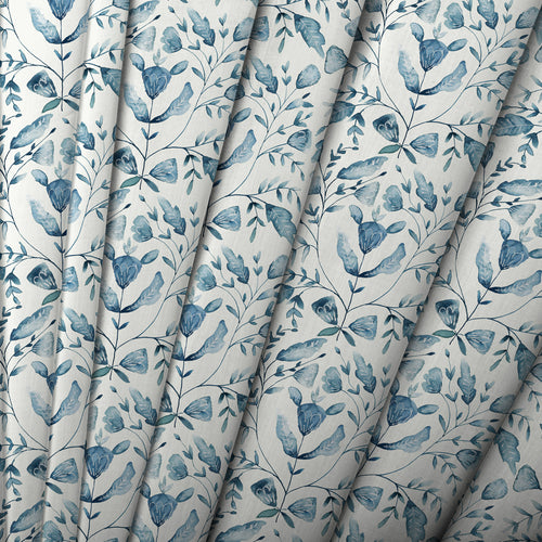 Floral Blue M2M - Juna Printed Cotton Made to Measure Roman Blinds Denim Voyage Maison