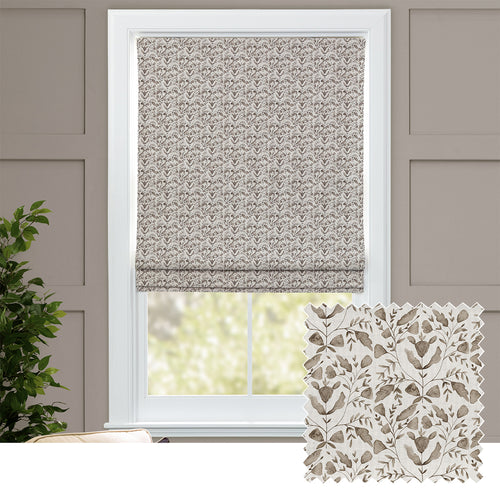 Floral Beige M2M - Juna Printed Cotton Made to Measure Roman Blinds Stone Voyage Maison