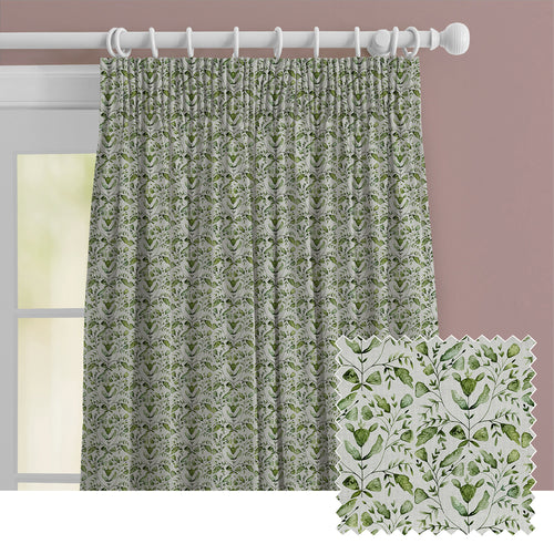 Floral Green M2M - Juna Printed Cotton Made to Measure Curtains Sage Voyage Maison