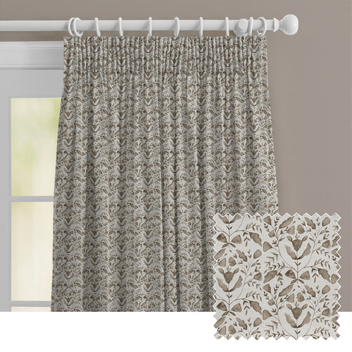 Floral Beige M2M - Juna Printed Cotton Made to Measure Curtains Stone Voyage Maison