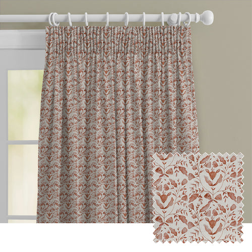 Floral Orange M2M - Juna Printed Cotton Made to Measure Curtains Terracotta Voyage Maison