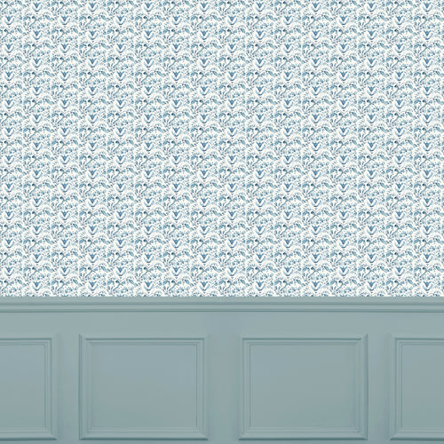 Abstract Blue Wallpaper - Juna  1.4m Wide Width Wallpaper (By The Metre) Denim Voyage Maison