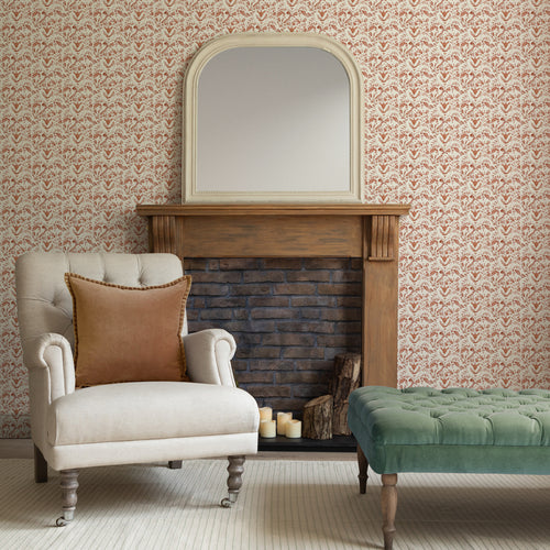 Abstract Orange Wallpaper - Juna  1.4m Wide Width Wallpaper (By The Metre) Terracotta Voyage Maison