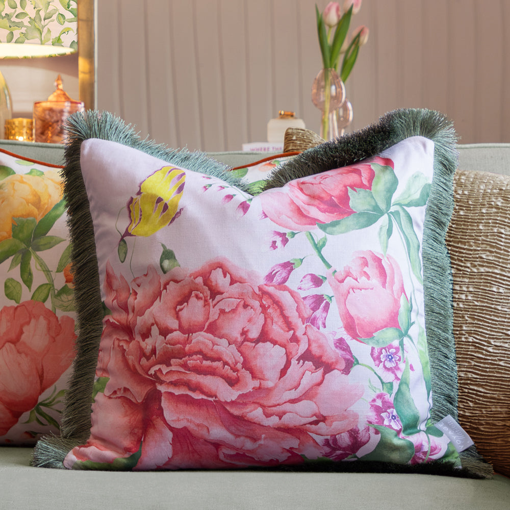 Junelle Heather Printed Ruched Cushion Cover | Purple