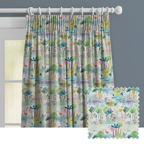 Animal Green M2M - Jungle Fun Printed Made to Measure Curtains Primary Voyage Maison