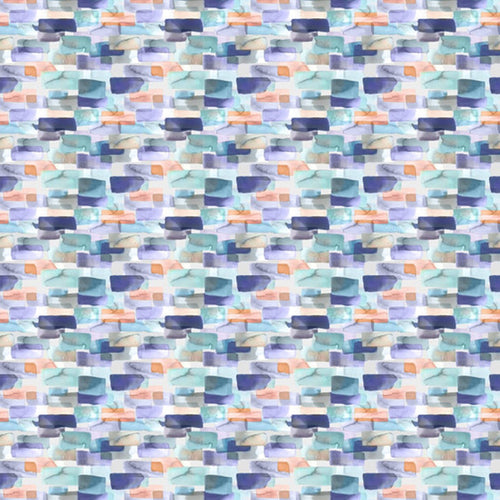 Abstract Blue Fabric - Kampala Printed Cotton Fabric (By The Metre) Clementine Voyage Maison