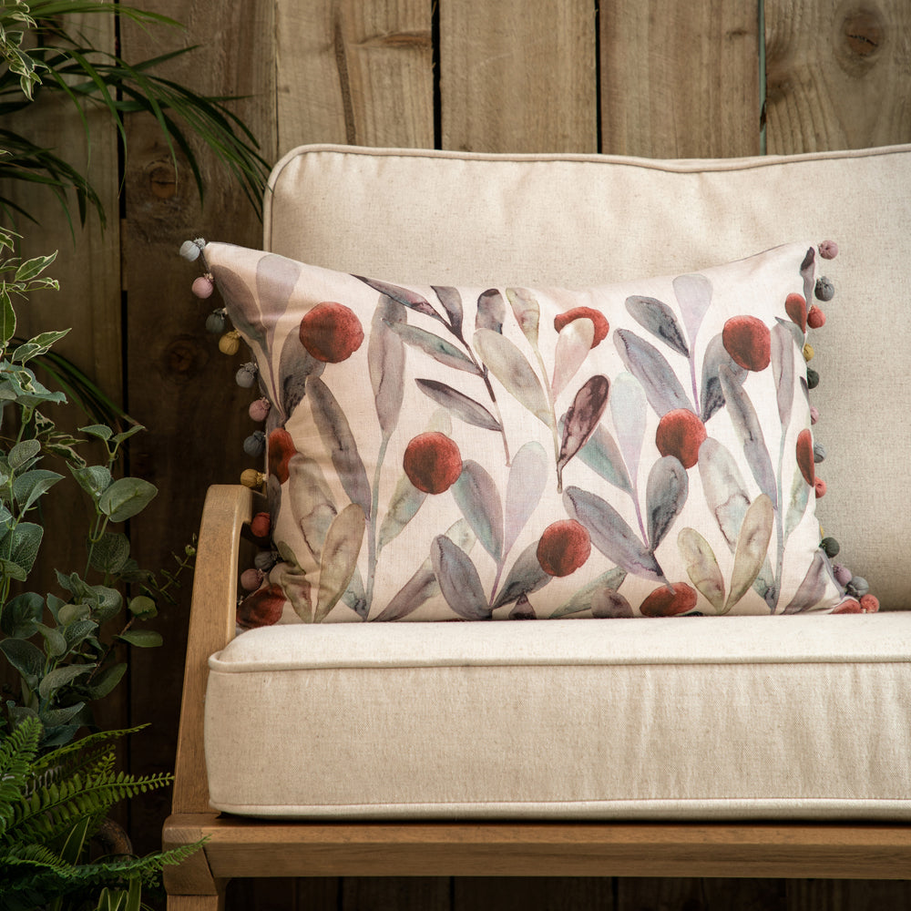 Katsura Printed Feather Cushion Mulberry