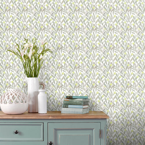 Floral Green Wallpaper - Katsura  1.4m Wide Width Wallpaper (By The Metre) Sage Voyage Maison