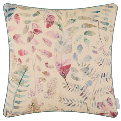 Floral Pink Cushions - Kenton Printed Piped Feather Filled Cushions Loganberry Voyage Maison