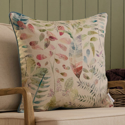 Floral Red Cushions - Kenton Printed Piped Feather Filled Cushions Pomegranate Voyage Maison