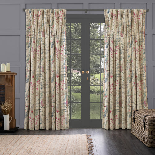 Floral Cream M2M - Kenton Printed Made to Measure Curtains Loganberry Voyage Maison