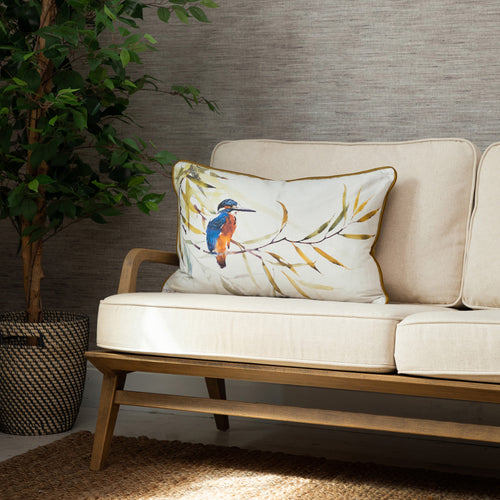 Darren Woodhead Kingfisher Printed Feather Cushion in Evergreen