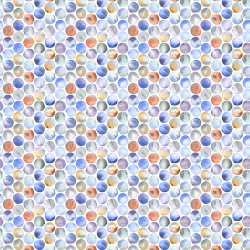 Abstract Blue Fabric - Kiribati Printed Cotton Fabric (By The Metre) Clementine Voyage Maison