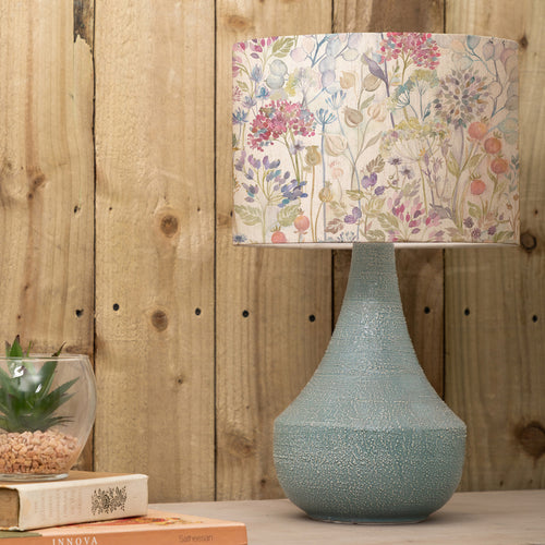 Floral Blue Lighting - Hedgerow Eva & Agri Complete Table Lamp Teal/Linen Voyage Maison