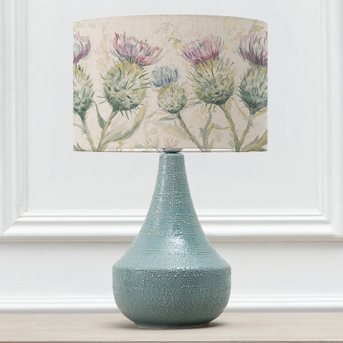 Floral Blue Lighting - Thistle Glen Eva & Agri Complete Table Lamp Teal/Linen Voyage Maison