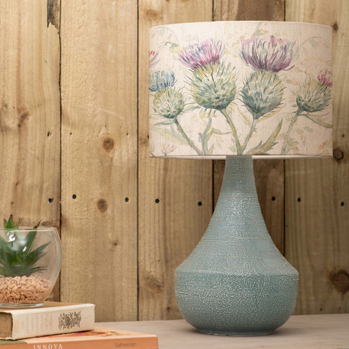 Floral Blue Lighting - Thistle Glen Eva & Agri Complete Table Lamp Teal/Linen Voyage Maison