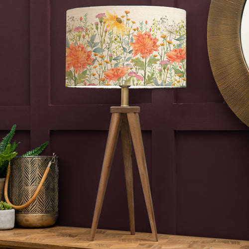 Floral Orange Lighting - Aratus & Delamere Complete Table Lamp Linen Voyage Maison