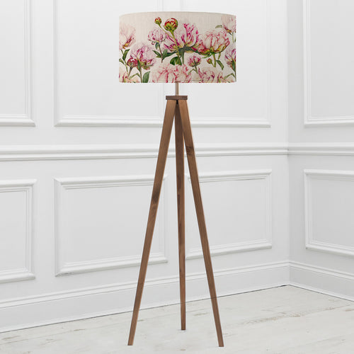 Floral Brown Lighting - Aratus  & Heligan Linen Eva  Complete Floor Lamp Nut/Fuchsia Marie Burke