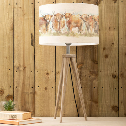 Animal Grey Lighting - Highland Cattle Eva & Aratus Complete Table Lamp Grey/Linen Voyage Maison