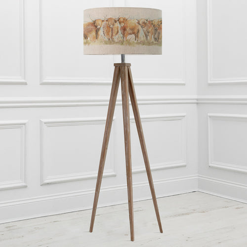 Animal Grey Lighting - Highland Cattle Eva & Aratus Complete Floor Lamp Grey/Linen Voyage Maison