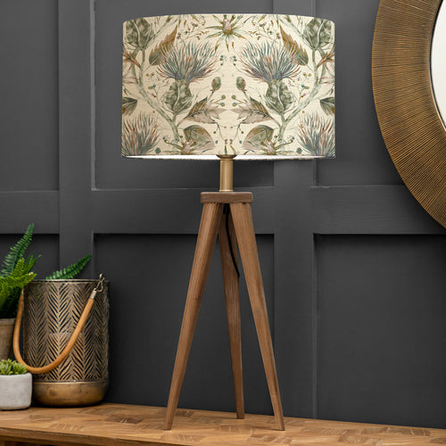 Floral Brown Lighting - Varys Eva & Aratus Complete Table Lamp Nut/Auburn Linen Voyage Maison