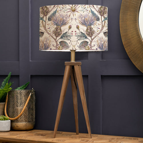 Floral Brown Lighting - Aratus  & Varys Eva  Complete Table Lamp Nut/Pastel Linen Voyage Maison