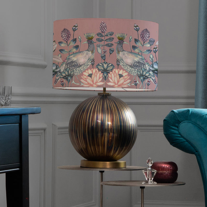 Floral Gold Lighting - Ahura Eva & Belina Complete Table Lamp Glass/Mauve Voyage Maison