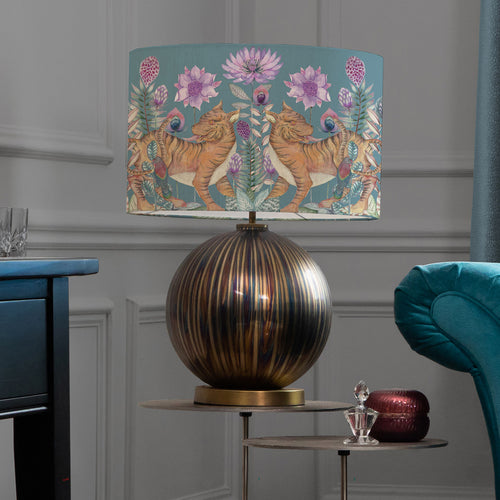 Floral Gold Lighting - Belina  & Baghdev Eva  Complete Table Lamp Glass/Iris Voyage Maison