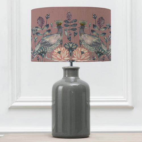Floral Grey Lighting - Elspeth  & Ahura Eva  Complete Table Lamp Grey/Mauve Voyage Maison